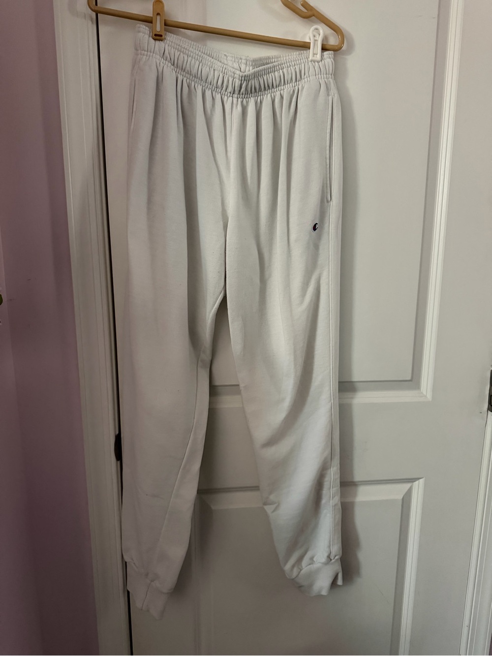 Champion White Men’s Fleece Joggers with Elastic Waist